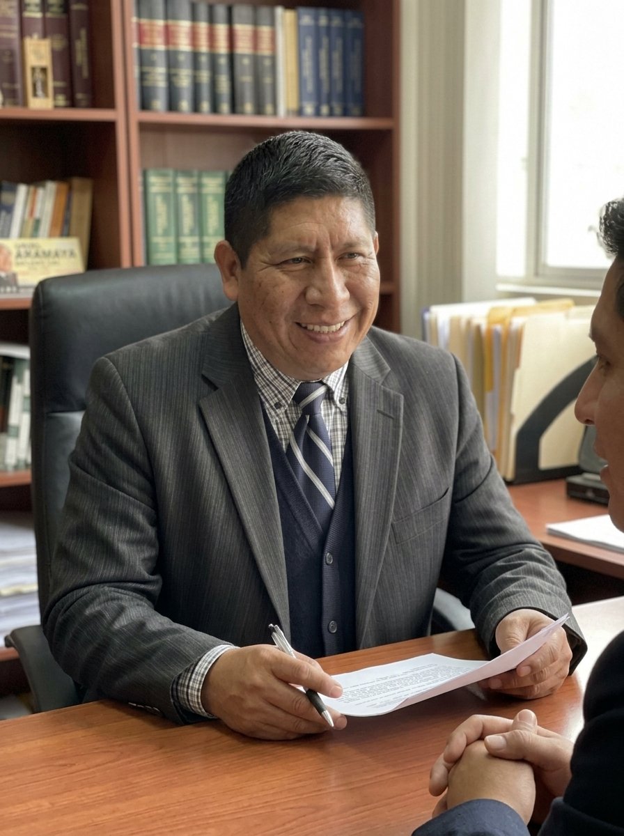 El Dr. Mendoza atendiendo a un cliente en su oficina